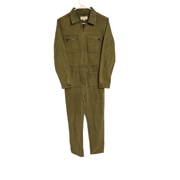 Chelsea & Violet Pants - Chelsea & Violet Olive Green Utility Style Jumpsuit Zip Front Four Pockets Small